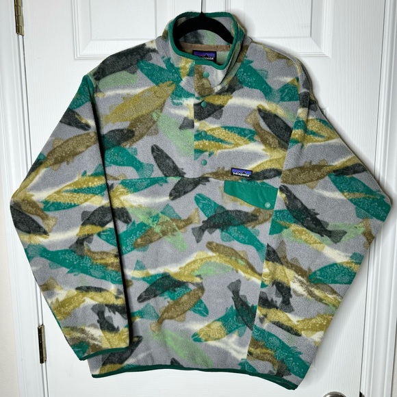 Patagonia Men's Synchilla Snap-T Pullover Trout Tails - Style 25450 - Sz Medium - Picture 1 of 6